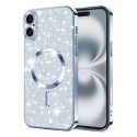 Luxury Glitter MagSafe pouzdro pro iPhone 16 Plus modré