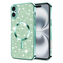 Luxury Glitter MagSafe pouzdro pro iPhone 16 Plus zelené