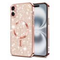 Luxury Glitter MagSafe pouzdro pro iPhone 16 Plus rose gold