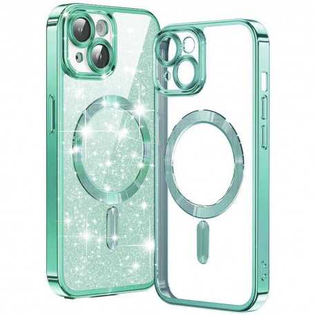 Luxury Glitter MagSafe pouzdro pro iPhone 15 zelené