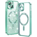 Luxury Glitter MagSafe pouzdro pro iPhone 15 zelené