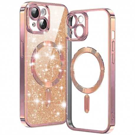 Luxury Glitter MagSafe pouzdro pro iPhone 15 rose gold