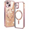 Luxury Glitter MagSafe pouzdro pro iPhone 15 rose gold