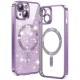 Luxury Glitter MagSafe pouzdro pro iPhone 15 fialové