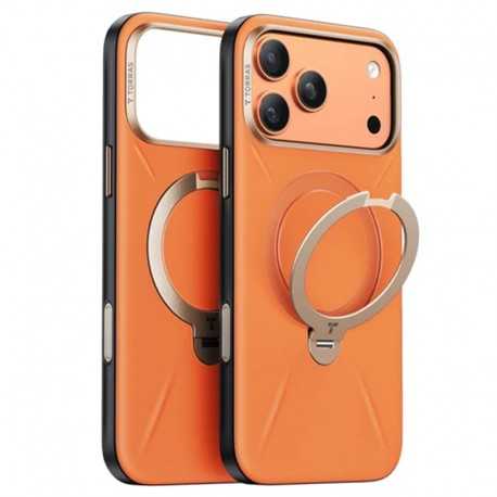 Torras QPRO Leather Series kožené pouzdro pro iPhone 17 Pro Max oranžové