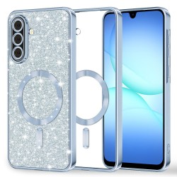 Luxury Glitter MagSafe pouzdro pro Samsung Galaxy A17 5G modré