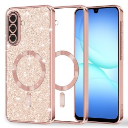 Luxury Glitter MagSafe pouzdro pro Samsung Galaxy A17 5G rose gold