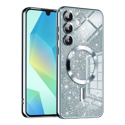 Luxury Glitter MagSafe pouzdro pro Samsung Galaxy A16 4G / A16 5G modré