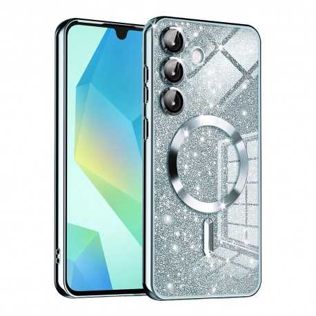 Luxury Glitter MagSafe pouzdro pro Samsung Galaxy A16 4G / A16 5G modré