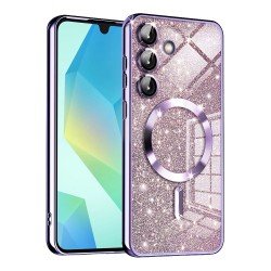 Luxury Glitter MagSafe pouzdro pro Samsung Galaxy A16 4G / A16 5G fialové