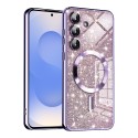 Luxury Glitter MagSafe pouzdro pro Samsung Galaxy S25 fialové