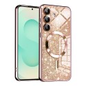 Luxury Glitter MagSafe pouzdro pro Samsung Galaxy S25 Plus rose gold