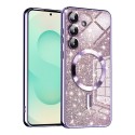 Luxury Glitter MagSafe pouzdro pro Samsung Galaxy S25 Plus fialové