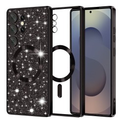 Luxury Glitter MagSafe pouzdro pro Samsung Galaxy S25 Ultra černé