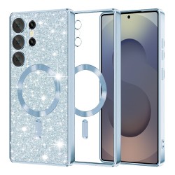 Luxury Glitter MagSafe pouzdro pro Samsung Galaxy S25 Ultra modré