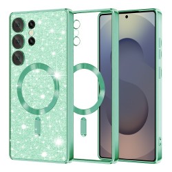 Luxury Glitter MagSafe pouzdro pro Samsung Galaxy S25 Ultra zelené