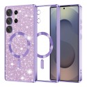 Luxury Glitter MagSafe pouzdro pro Samsung Galaxy S25 Ultra fialové