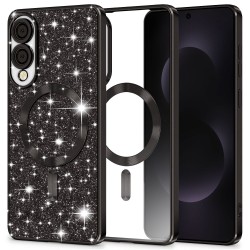 Luxury Glitter MagSafe pouzdro pro Samsung Galaxy S25 Edge černé