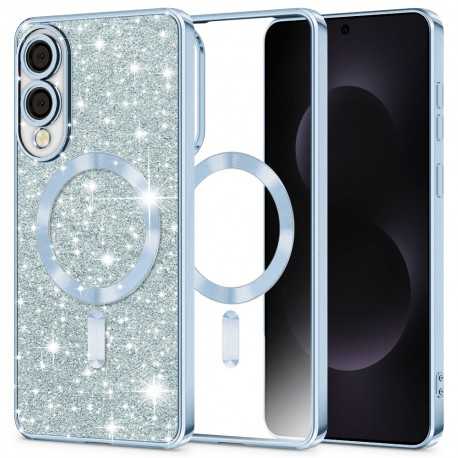Luxury Glitter MagSafe pouzdro pro Samsung Galaxy S25 Edge modré