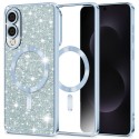Luxury Glitter MagSafe pouzdro pro Samsung Galaxy S25 Edge modré