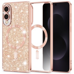 Luxury Glitter MagSafe pouzdro pro Samsung Galaxy S25 Edge rose gold