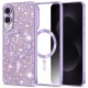 Luxury Glitter MagSafe pouzdro pro Samsung Galaxy S25 Edge fialové