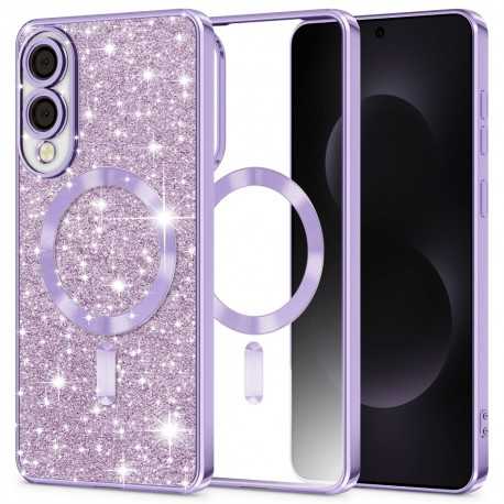 Luxury Glitter MagSafe pouzdro pro Samsung Galaxy S25 Edge fialové