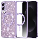 Luxury Glitter MagSafe pouzdro pro Samsung Galaxy S25 Edge fialové