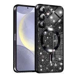 Luxury Glitter MagSafe pouzdro pro Samsung Galaxy S24 černé