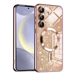 Luxury Glitter MagSafe pouzdro pro Samsung Galaxy S24 rose gold
