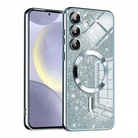 Luxury Glitter MagSafe pouzdro pro Samsung Galaxy S24 Plus modré
