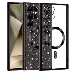 Luxury Glitter MagSafe pouzdro pro Samsung Galaxy S24 Ulta černé