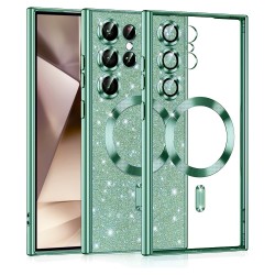 Luxury Glitter MagSafe pouzdro pro Samsung Galaxy S24 Ulta zelené