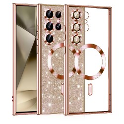 Luxury Glitter MagSafe pouzdro pro Samsung Galaxy S24 Ulta rose gold