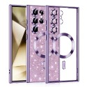 Luxury Glitter MagSafe pouzdro pro Samsung Galaxy S24 Ultra fialové