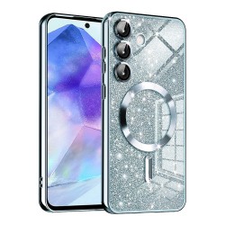 Luxury Glitter MagSafe pouzdro pro Samsung Galaxy A55 5G modré