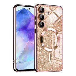 Luxury Glitter MagSafe pouzdro pro Samsung Galaxy A55 5G rose gold