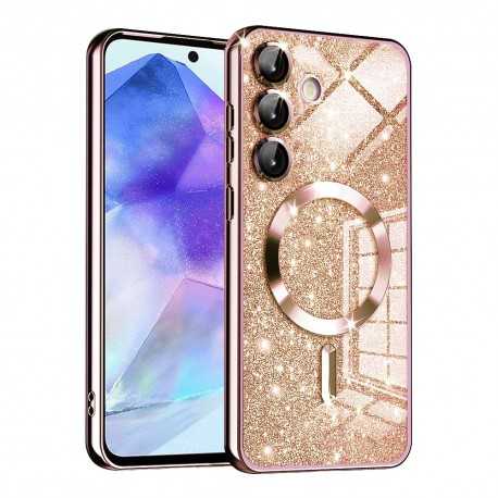 Luxury Glitter MagSafe pouzdro pro Samsung Galaxy A55 5G rose gold