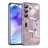 Luxury Glitter MagSafe pouzdro pro Samsung Galaxy A55 5G fialové