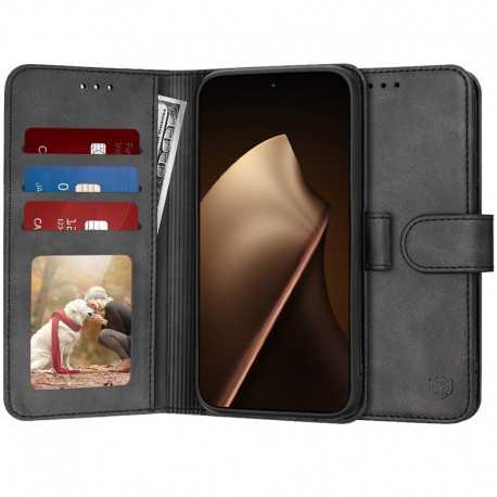 Techsuit Diary Book kožená peněženka pro Xiaomi 15T Pro černá