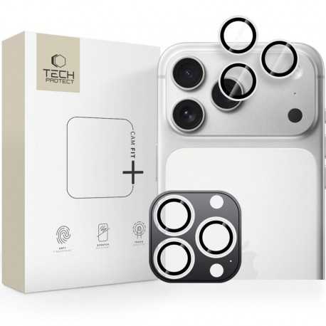 Sklo na kameru Tech-Protect Camring Pro+ iPhone 14 Pro / Max / 15 Pro / Max / 16 Pro / Max / 17 Pro / Max stříbrné