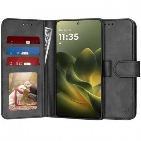 Techsuit Diary Book kožená peněženka pro Motorola Edge 70 černá