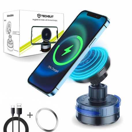 Techsuit Premium HOLD253 držák do auta s bezdrátovým nabíjením černý