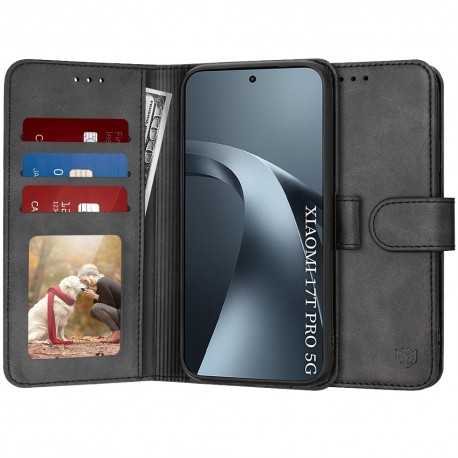 Techsuit Diary Book kožená peněženka pro Xiaomi 17T Pro černá