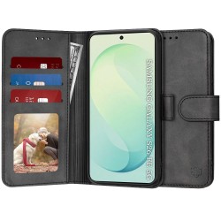 Techsuit Diary Book kožená peněženka pro Samsung Galaxy S26 FE černá